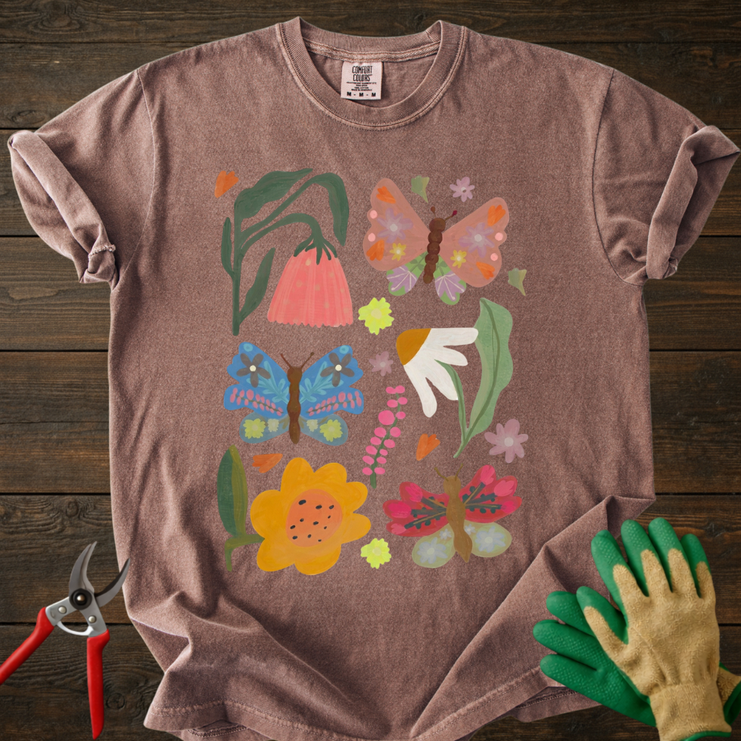 Retro Floral & Butterfly T-shirt