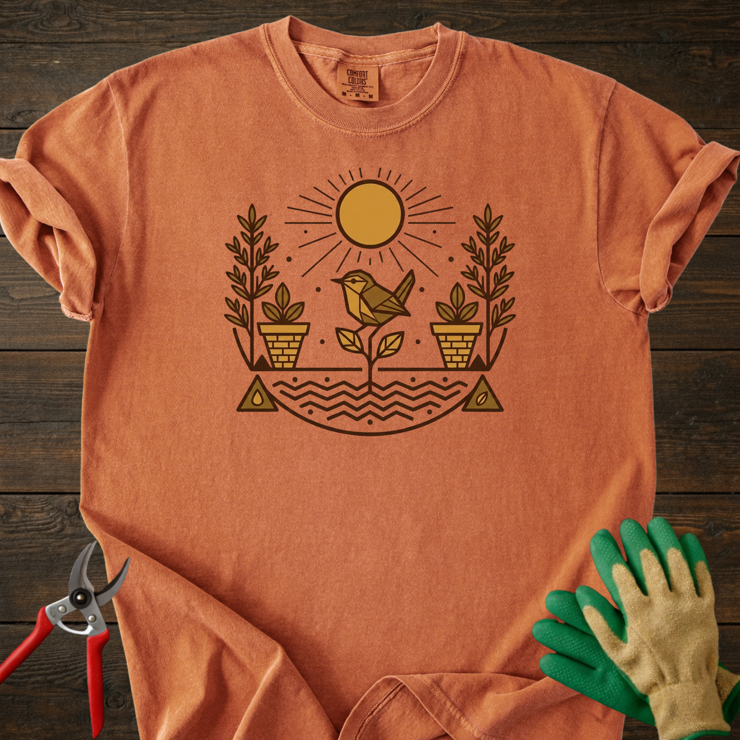 Bird & Potted Plants T‑Shirt