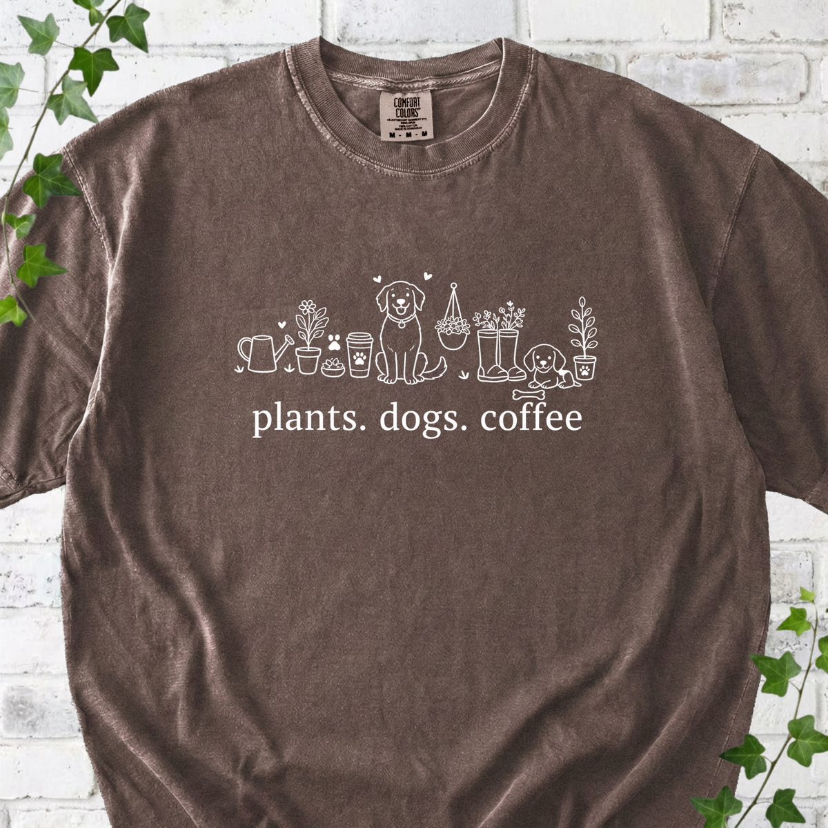 Plants Dogs Coffee T‑Shirt