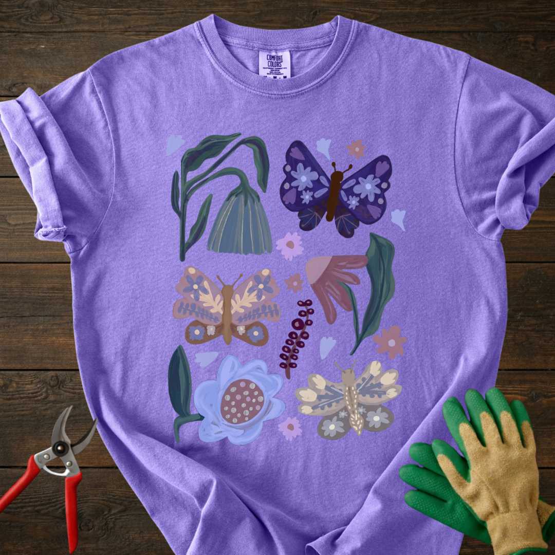 Retro Floral & Butterfly T-shirt