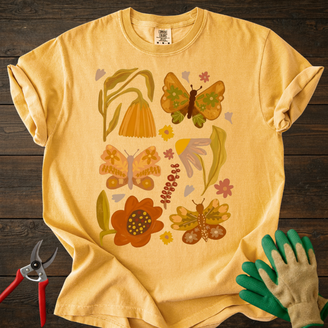 Retro Floral & Butterfly T-shirt