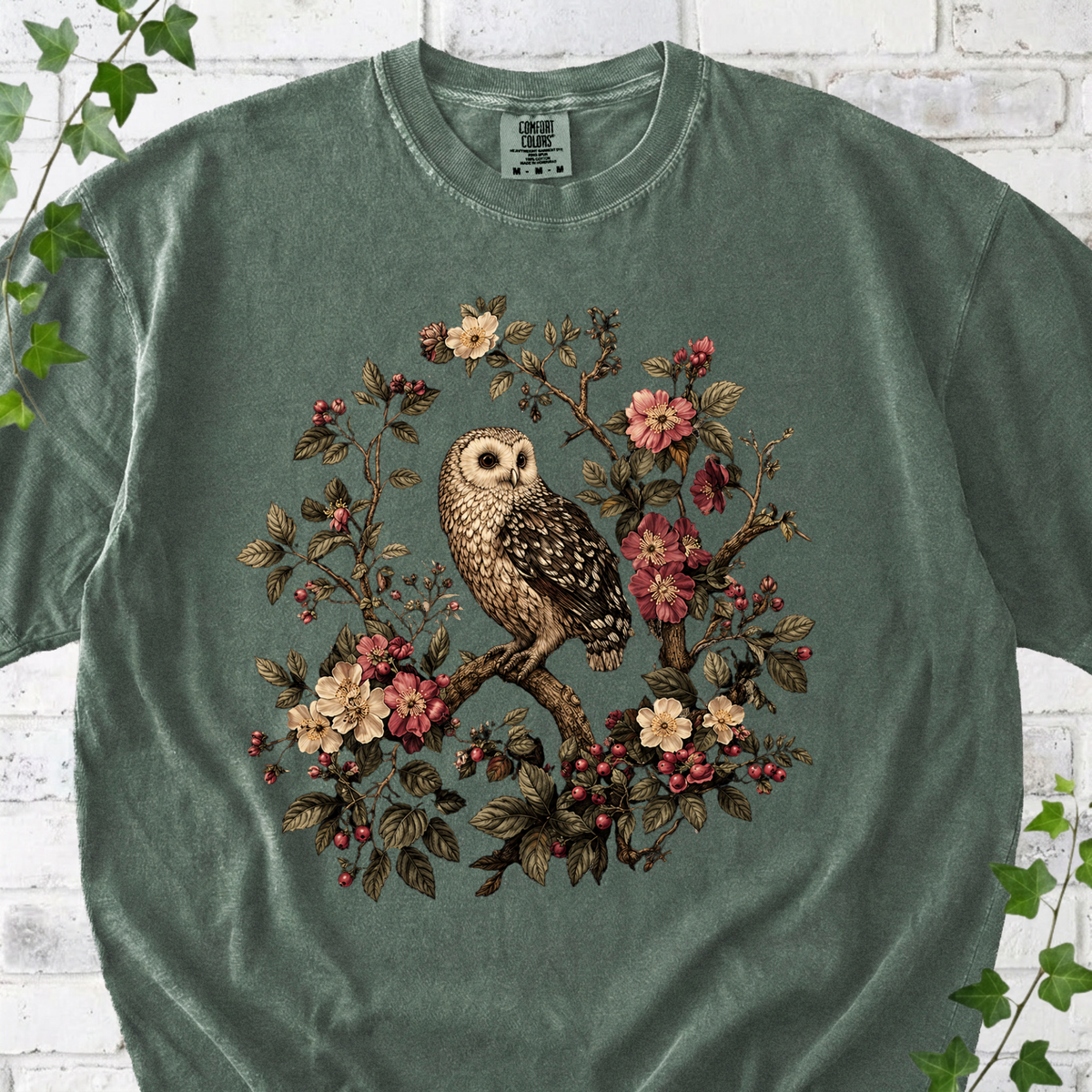 Vintage Floral Owl T-Shirt