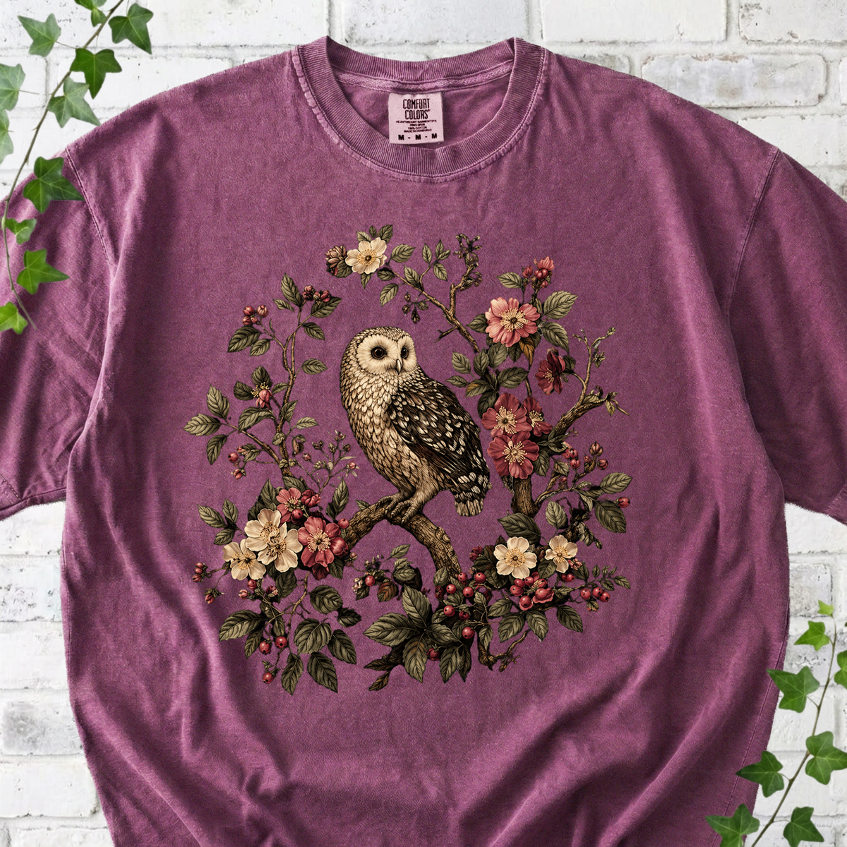 Vintage Floral Owl T-Shirt