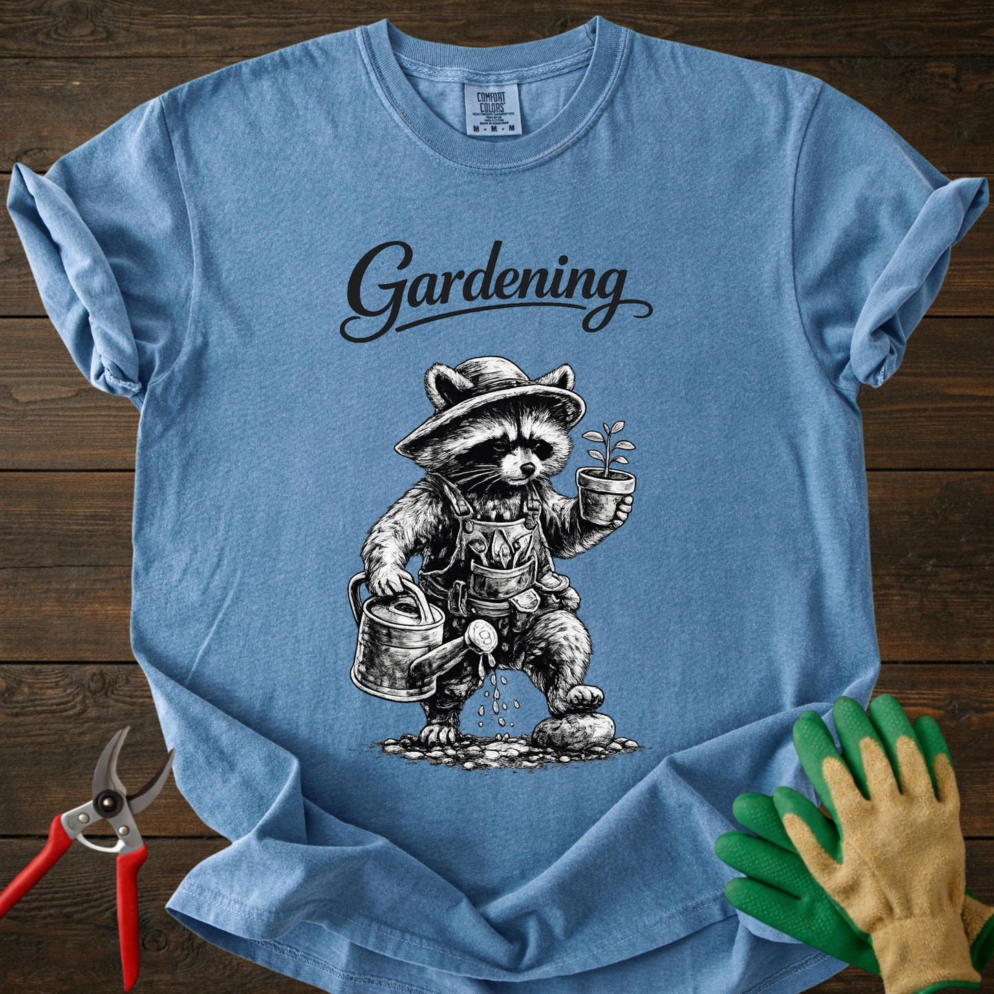 Gardening Raccoon T-Shirt