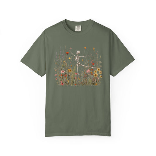 Skeleton Dancing in Wildflower Meadow T-Shirt