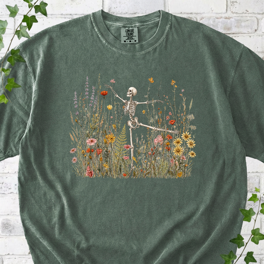 Skeleton Dancing in Wildflower T-Shirt