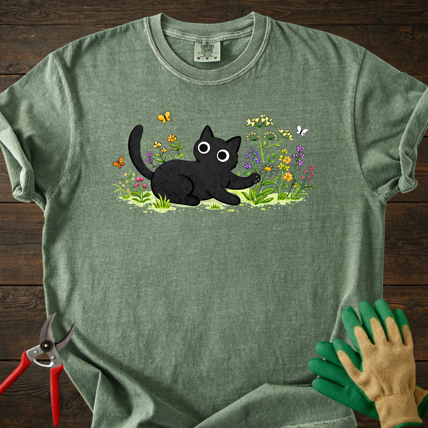 Cat in Wildflower Meadow T-Shirt