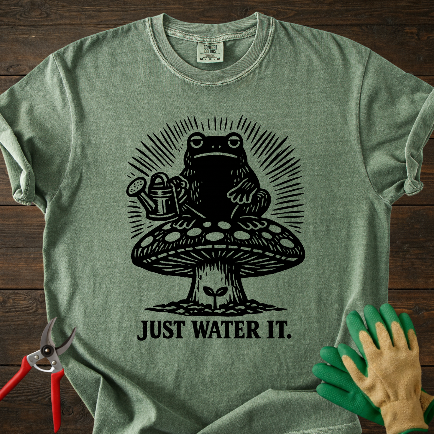 Just Water It Frog  T‑Shirt