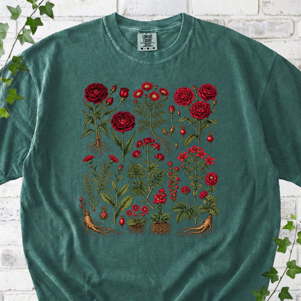 Botanical Red Floral T-Shirt