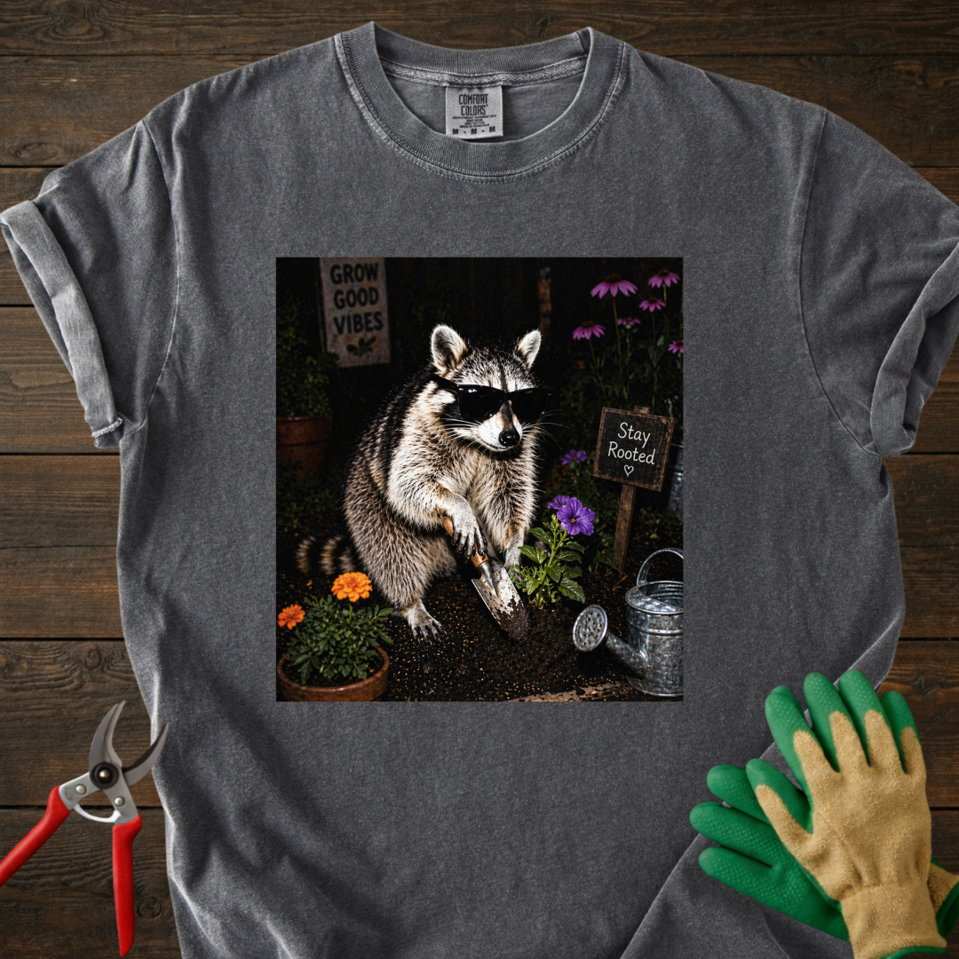 Nighttime Raccoon Garden T-Shirt