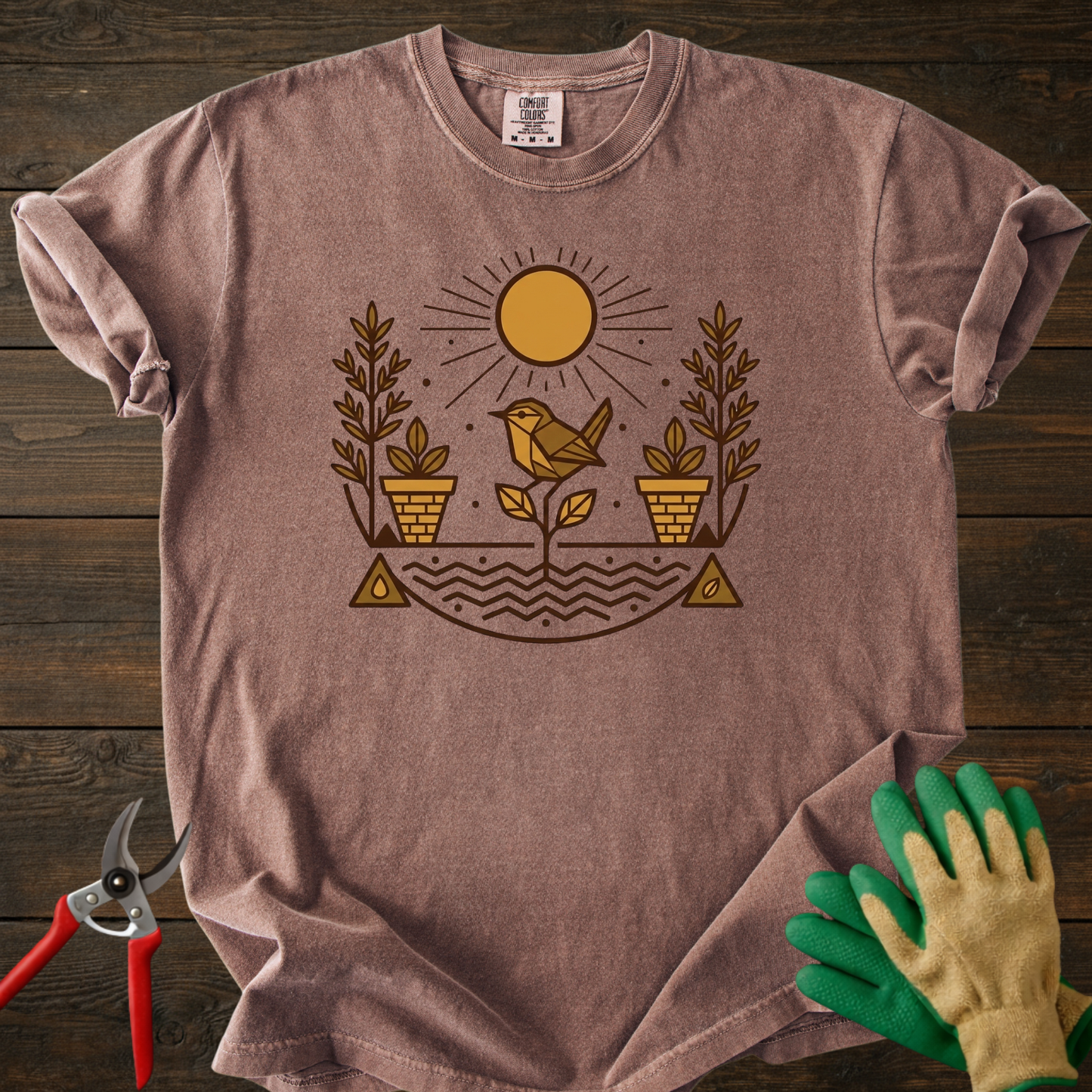 Bird & Potted Plants T‑Shirt