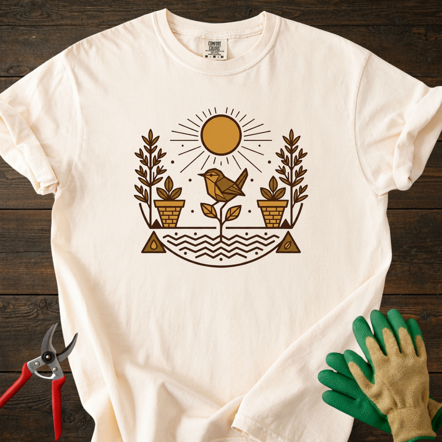 Bird & Potted Plants T‑Shirt