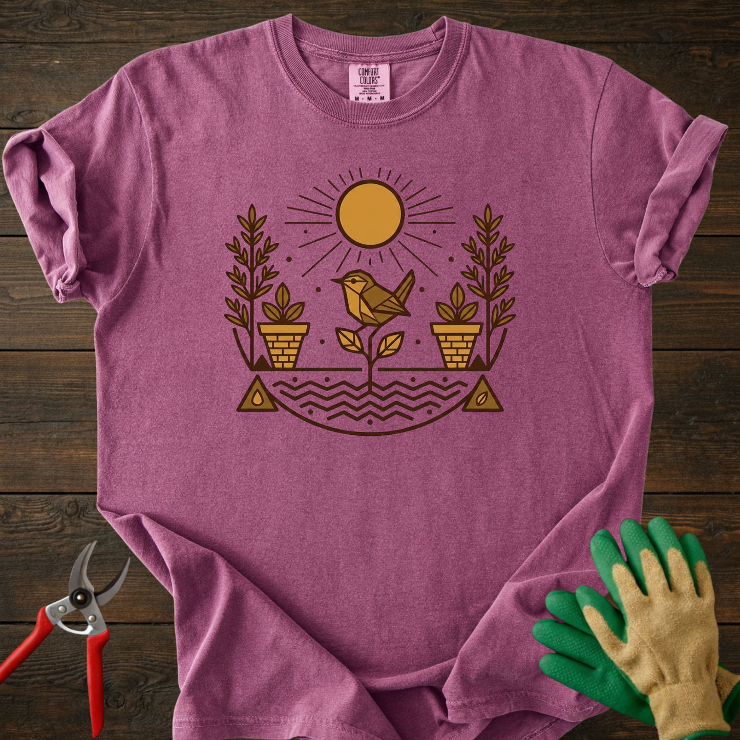 Bird & Potted Plants T‑Shirt
