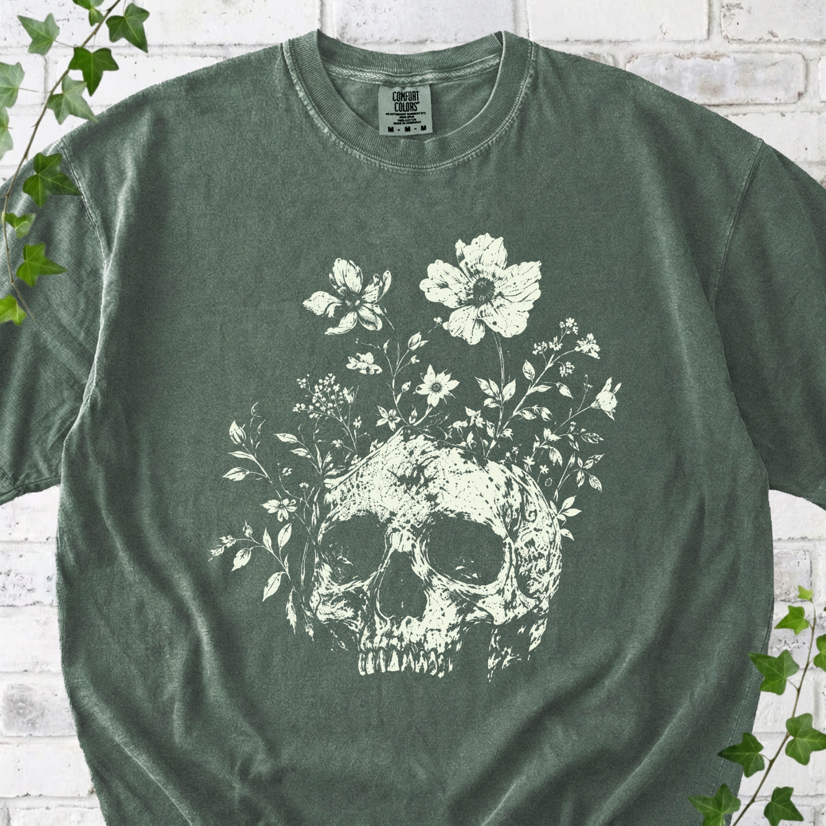 Gothic Floral Skull T-Shirt