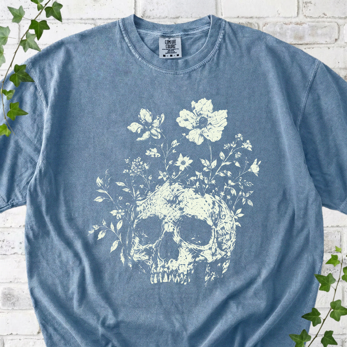 Gothic Floral Skull T-Shirt