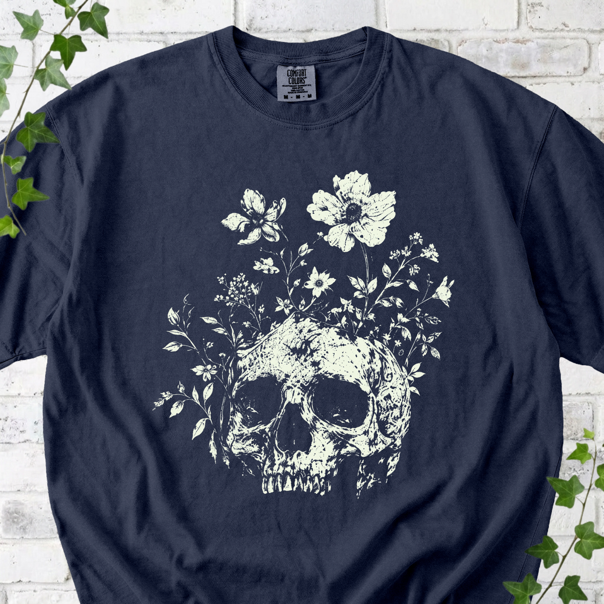 Gothic Floral Skull T-Shirt