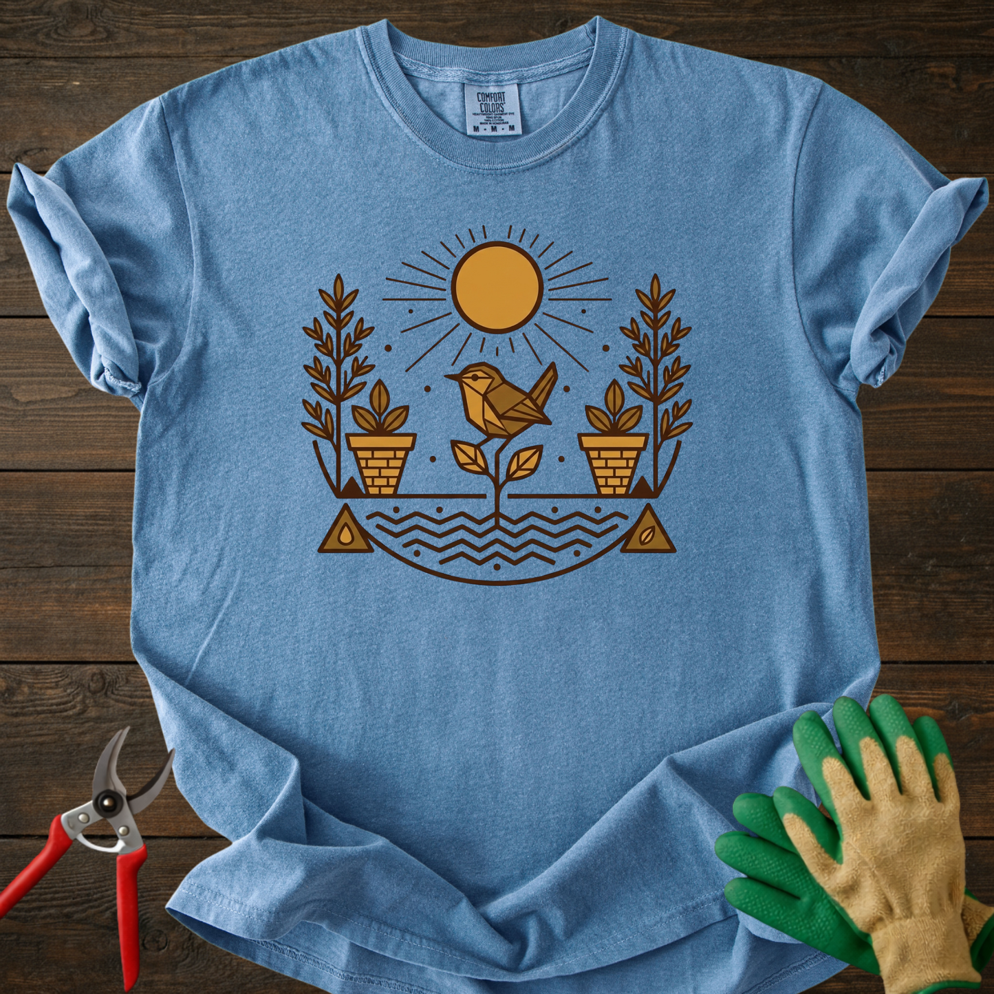 Bird & Potted Plants T‑Shirt