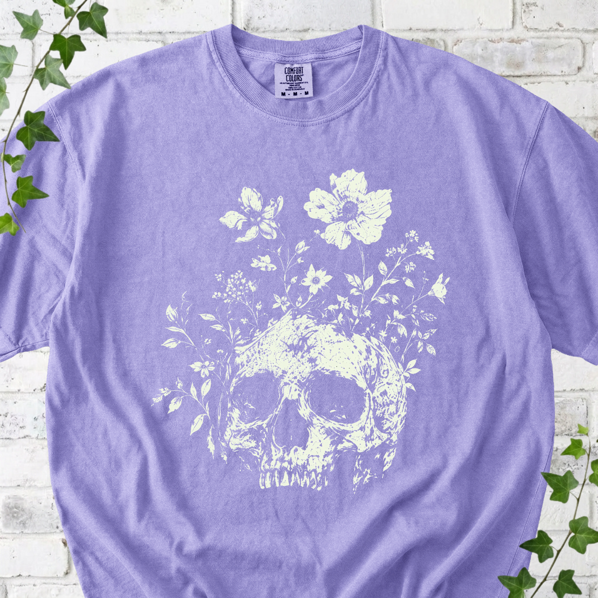 Gothic Floral Skull T-Shirt