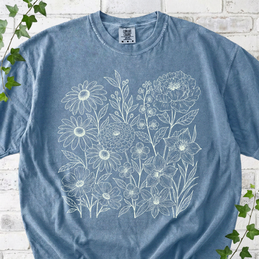 Floral Meadow Sketch T-shirt