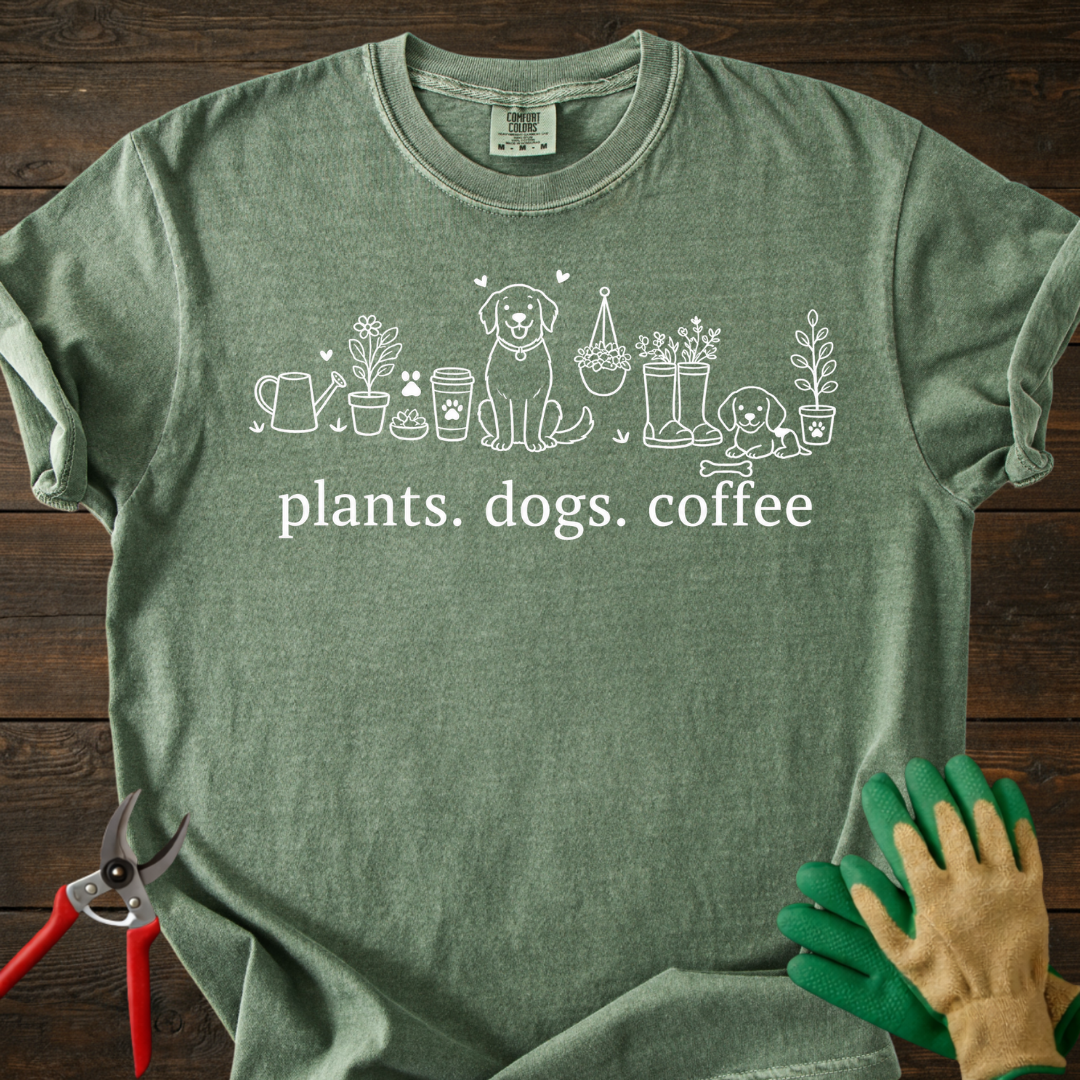 Plants Dogs Coffee T-Shirt