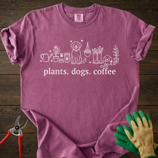 Plants Dogs Coffee T-Shirt