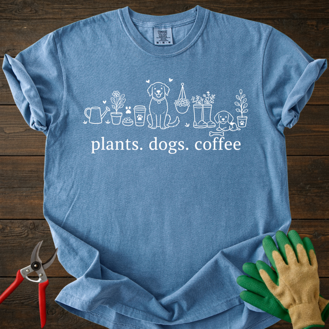 Plants Dogs Coffee T-Shirt