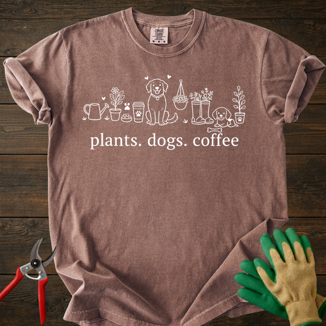 Plants Dogs Coffee T-Shirt