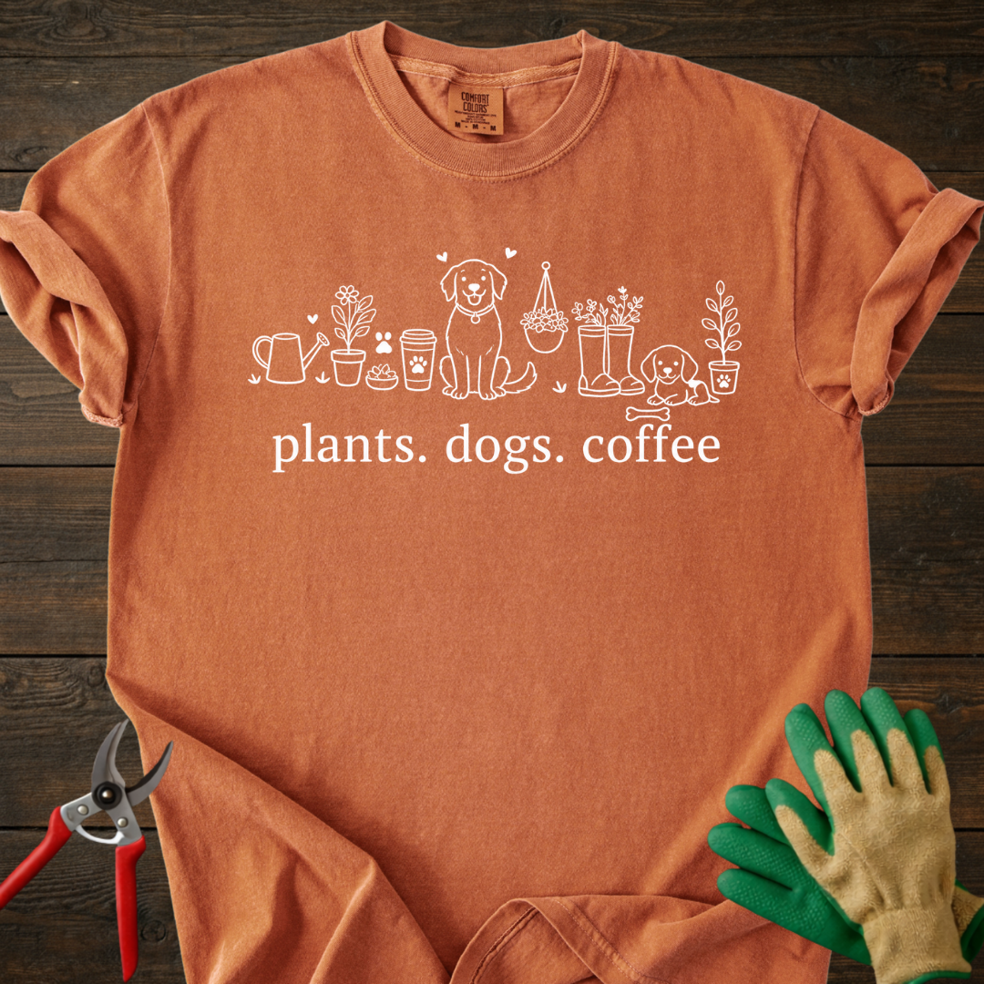 Plants Dogs Coffee T-Shirt