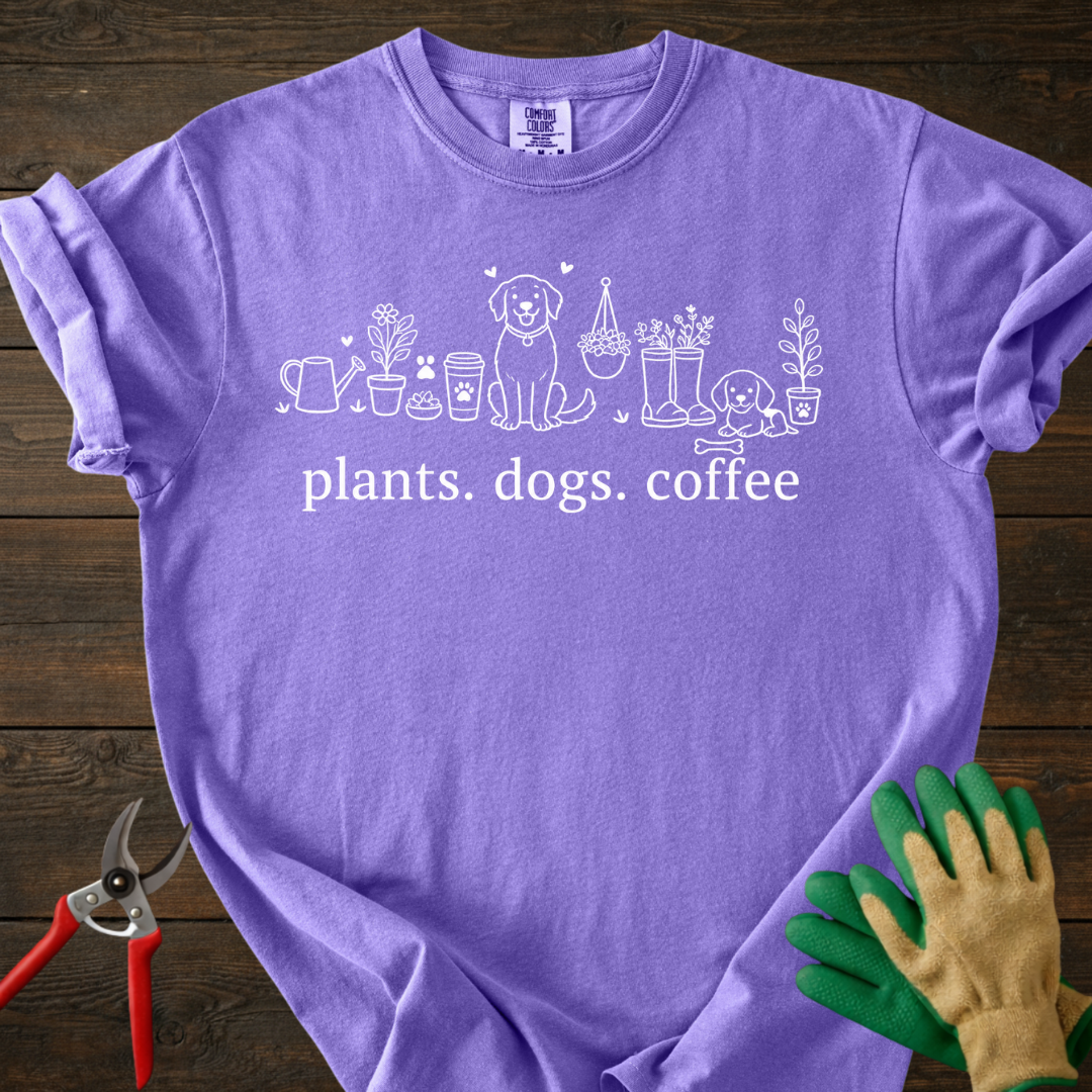 Plants Dogs Coffee T-Shirt