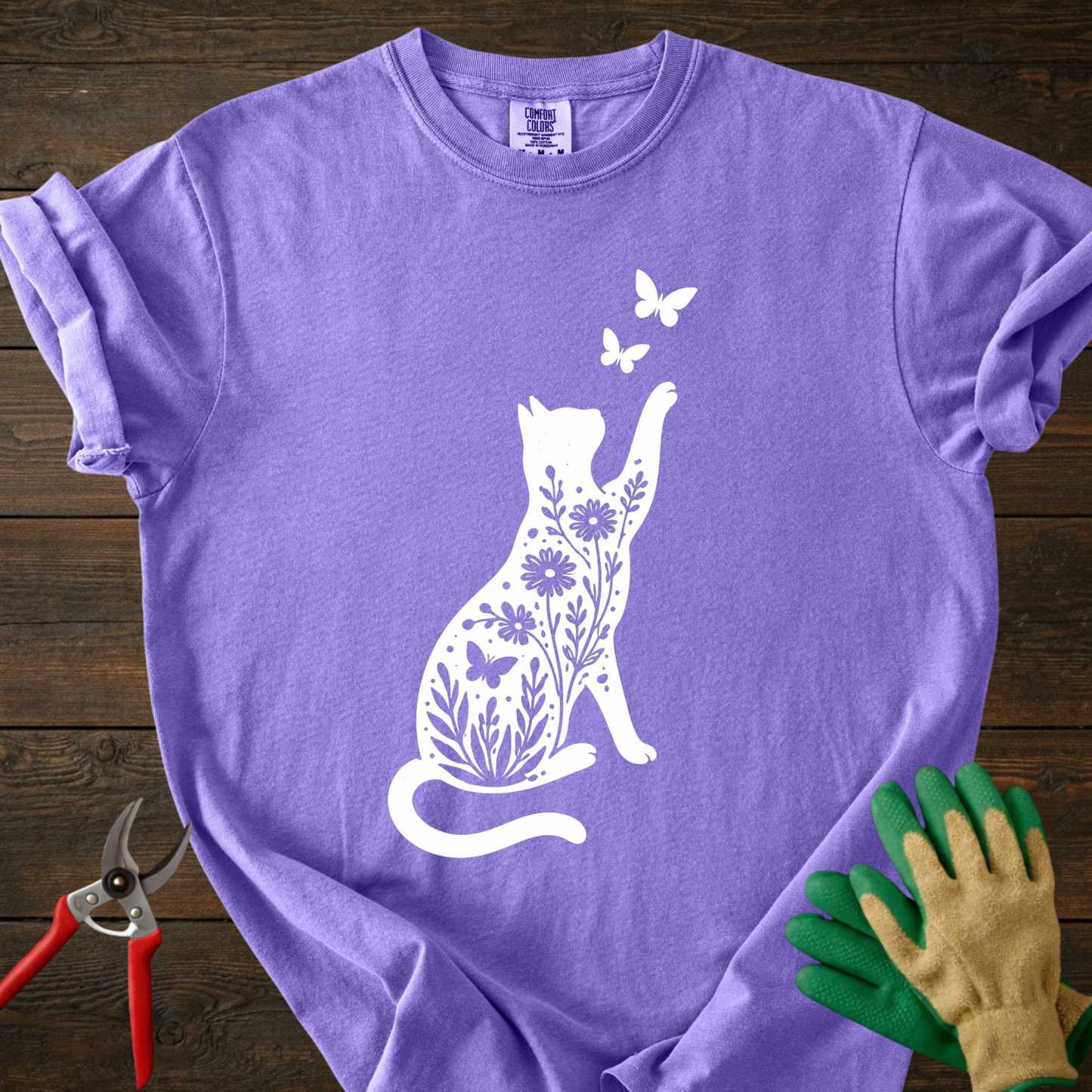 Floral Cat T‑Shirt