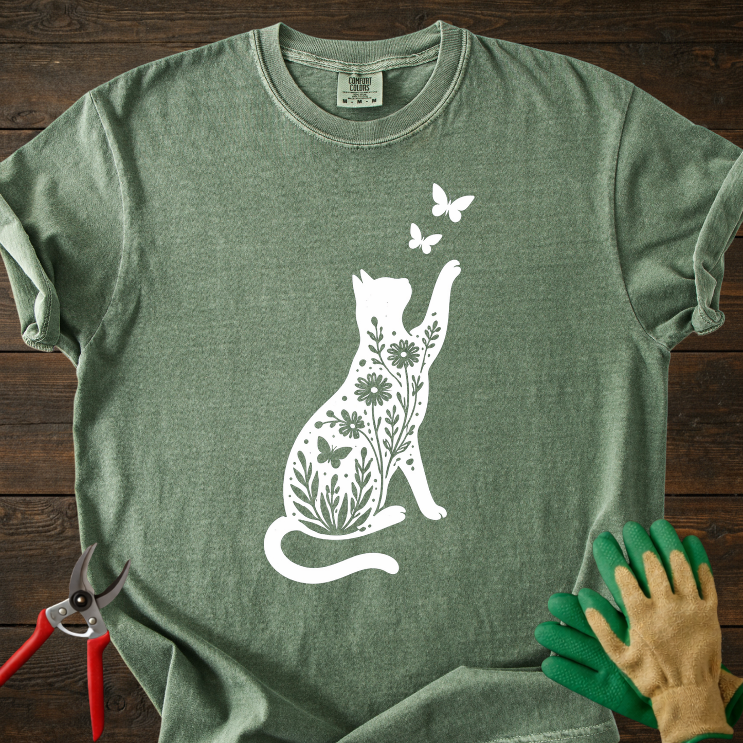 Floral Cat T‑Shirt
