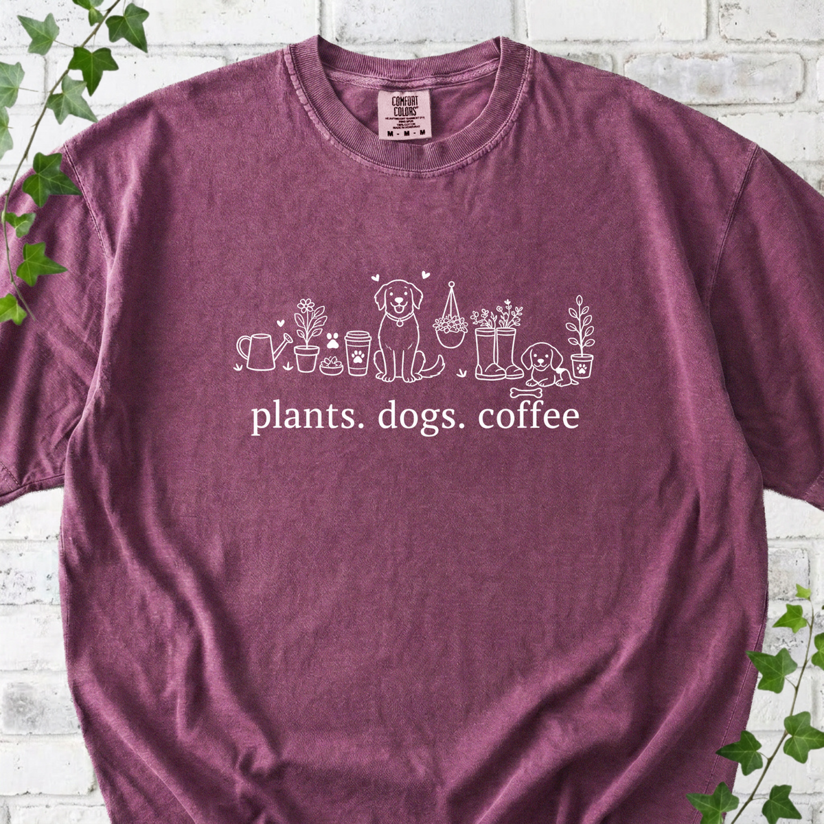 Plants Dogs Coffee T‑Shirt