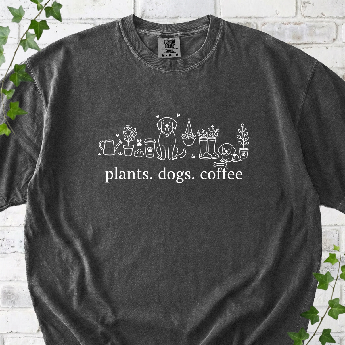 Plants Dogs Coffee T‑Shirt