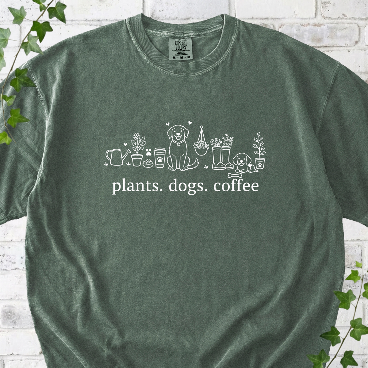 Plants Dogs Coffee T‑Shirt